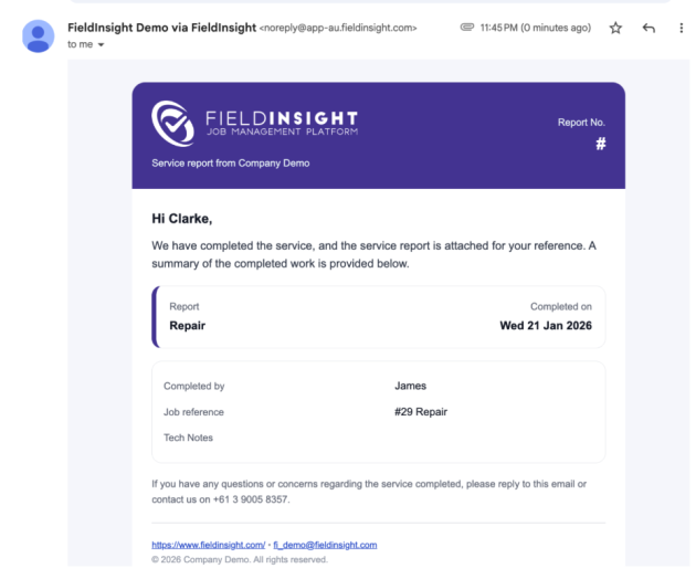 Sample email template